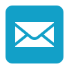 A blue icon of an envelope within a rounded square, representing email or messages.